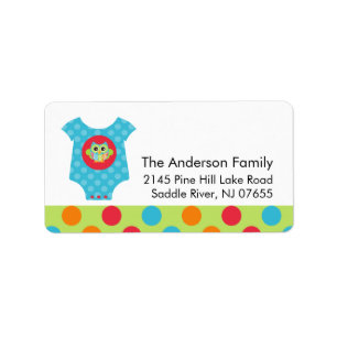 Baby Bodysuit Owl Baby Shower Address Label