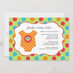 Baby Bodysuit Owl Baby Shower Invitations
