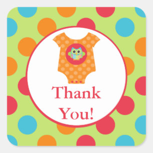 Baby Bodysuit Owl Baby Shower Sticker