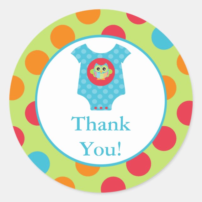 Baby Bodysuit Owl Baby Shower Sticker (Front)