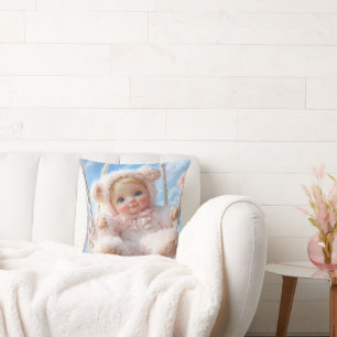 Baby Bodysuit T-shirt. 3D illustration of a pink  Cushion