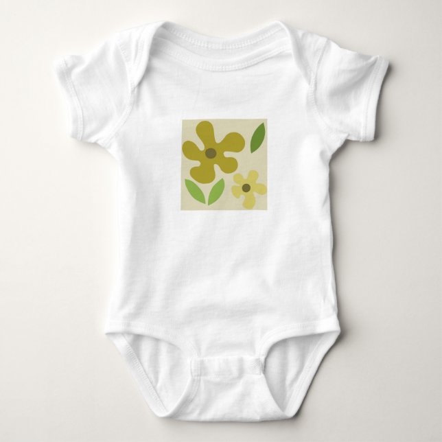 Baby Bodysuit Tee with Tan Flower Design (Front)
