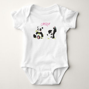 Baby bodysuit with cute pandas