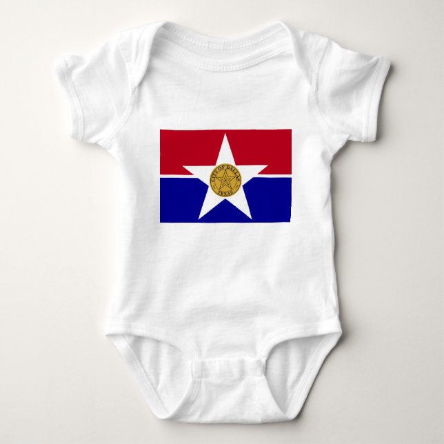 Baby bodysuit with flag of Dallas, USA (Front)