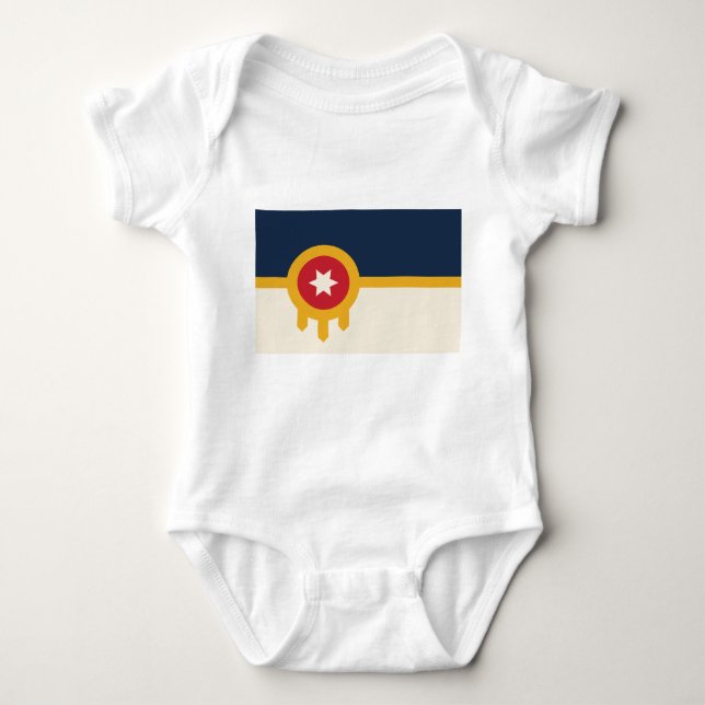 Baby bodysuit with flag of Tulsa, Oklahoma (Front)
