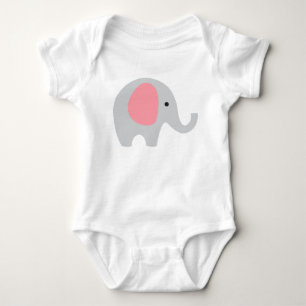 Baby Bodysuit with Grey Elephant and pink ears