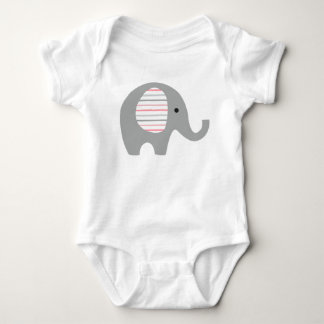 Baby Bodysuit with Grey Elephant/ pink lined ears