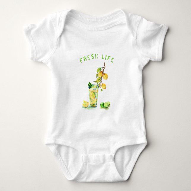 Baby Bodysuit with Lemonade Your Text (Front)