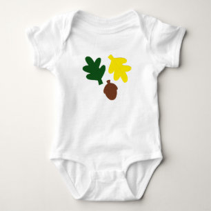 Baby Bodysuit with Oak Leaves and Acorn.
