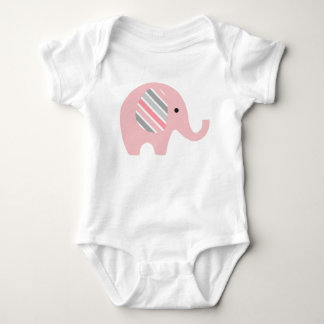 Baby Bodysuit with Pink Elephant/pink striped ears
