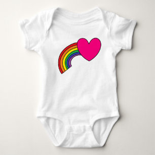 Baby Bodysuit With Rainbow and Hot Pink Heart 