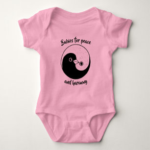 Baby bodysuit Yin Yang peace doves