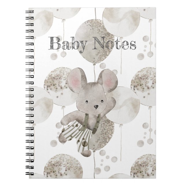 Baby Boho Balloon & Baby Mouse Notebook (Front)