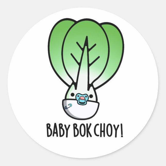 Baby Bok Choy Funny Veggie Pun  Classic Round Sticker (Front)