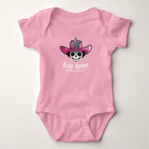 Baby Bones Halloween, Skeleton Cowgirl Personalise Bodysuit