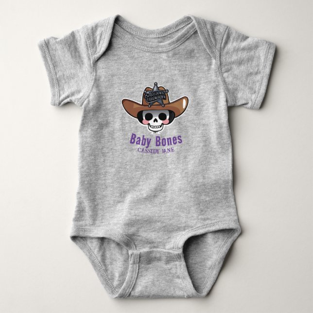 Baby Bones Halloween, Western Skeleton Personalise Bodysuit (Front)
