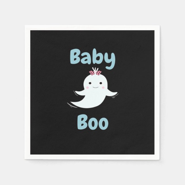 Baby Boo Cute Halloween Kids Or Couples Gift Napkin (Front)
