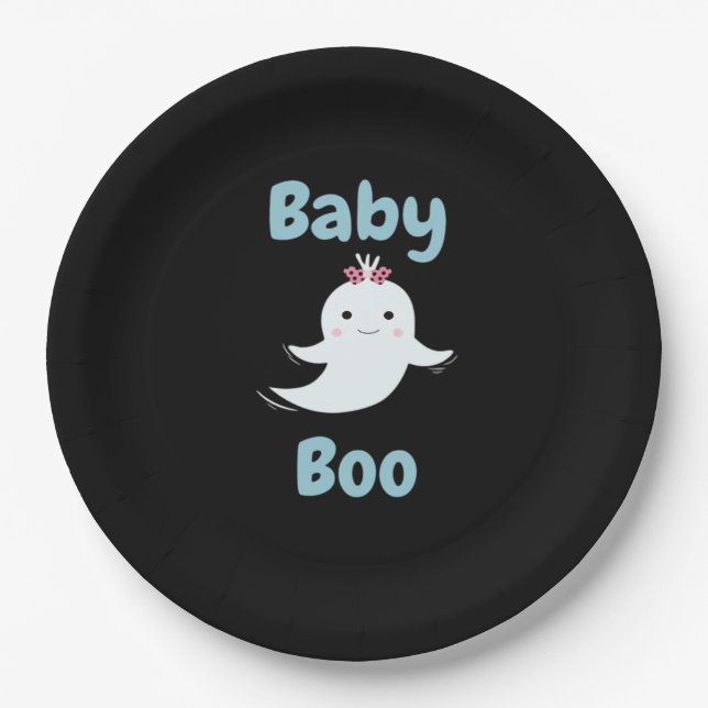 Baby Boo Cute Halloween Kids Or Couples Gift Paper Plate (Front)