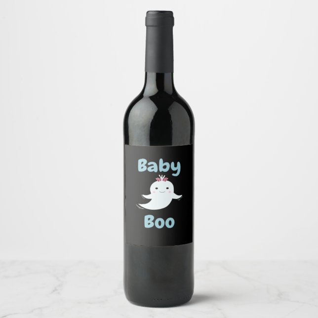Baby Boo Cute Halloween Kids Or Couples Gift Wine Label (Front)