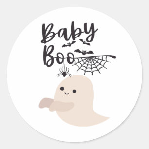 Baby Boo Cute Halloween Print Vintage Style Classic Round Sticker