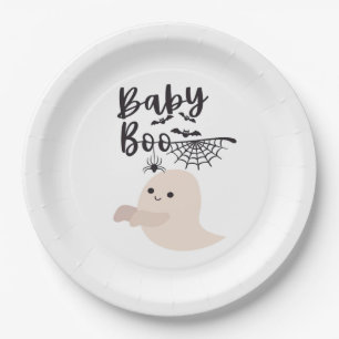 Baby Boo Cute Halloween Print Vintage Style Paper Plate