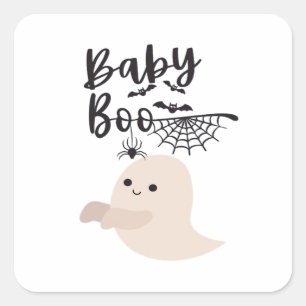 Baby Boo Cute Halloween Print Vintage Style Square Sticker