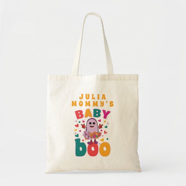 Baby Boo October Newborn Pastel Ghost Hallowen Tote Bag (Front)