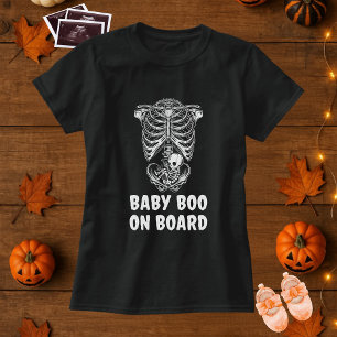 Baby Boo On Board Halloween Pregnancy Skeleton T-Shirt