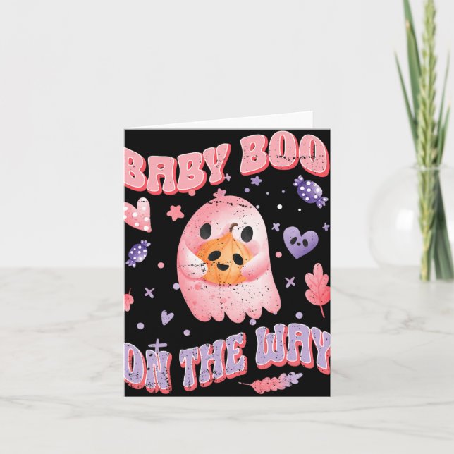 Baby Boo On The Way Halloween Pregnancy Announceme Card (Front)