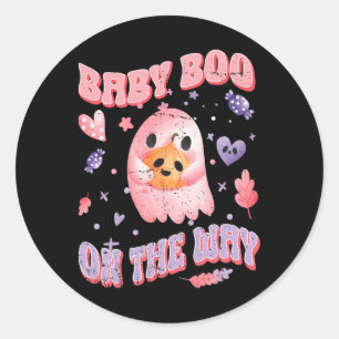 Baby Boo On The Way Halloween Pregnancy Announceme Classic Round Sticker