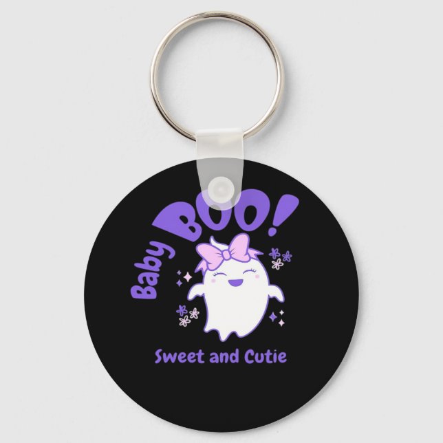 Baby Boo! Sweet And Toddler Halloween Design Key Ring (Front)