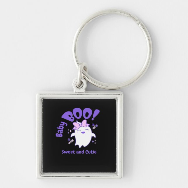 Baby Boo! Sweet And Toddler Halloween Design Key Ring (Front)