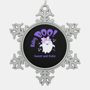 Baby Boo! Sweet And Toddler Halloween Design Snowflake Pewter Christmas Ornament