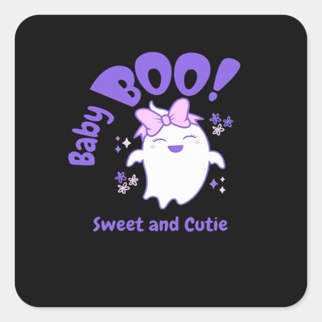 Baby Boo! Sweet And Toddler Halloween Design Square Sticker (Front)
