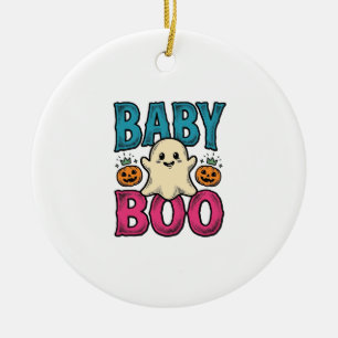 Baby Boo Vintage Halloween Ghost Shirt Design_1 Ceramic Tree Decoration