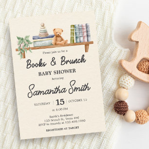 Baby Books and Brunch Neutral Baby Shower Invitation