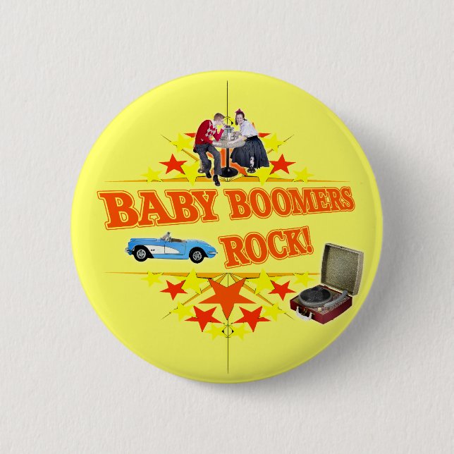 Baby Boomers Rock 6 Cm Round Badge (Front)