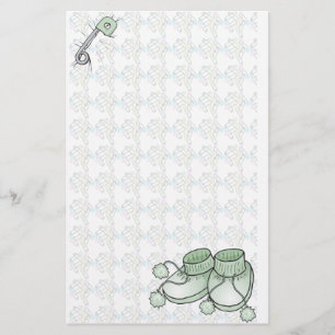 Baby Bootie Green Stationery
