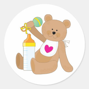 Baby Bottle and Bib Classic Round Sticker