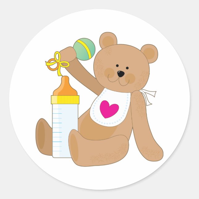 Baby Bottle and Bib Classic Round Sticker (Front)