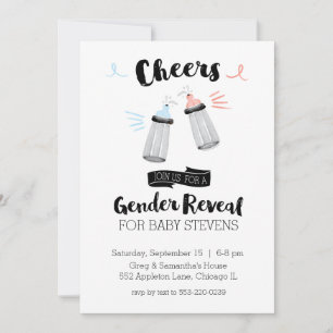 Baby Bottle Cheers Gender Reveal Invitation