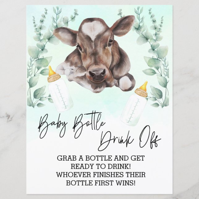 Baby Bottle Drink Off Game Shower Cow Calf (Front)