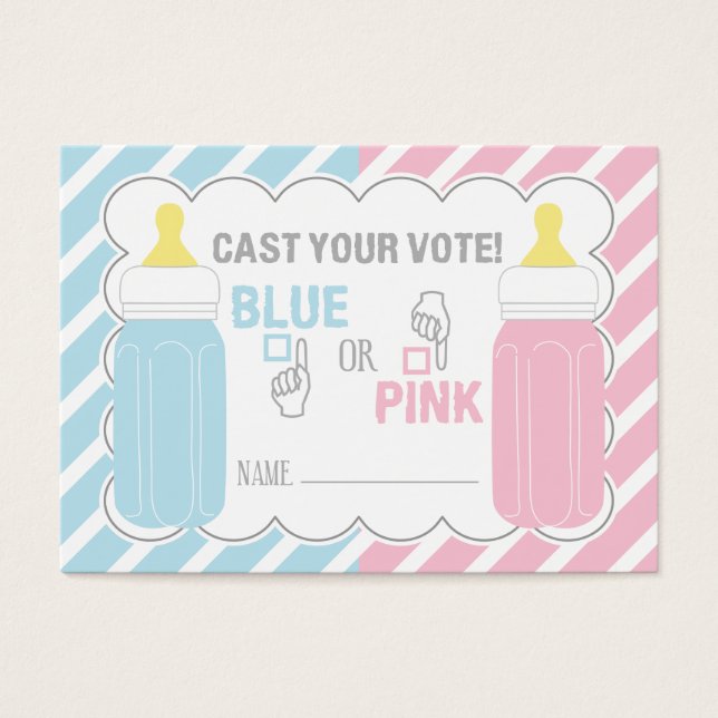 Baby Bottle Gender Reveal Voting Card (Front)