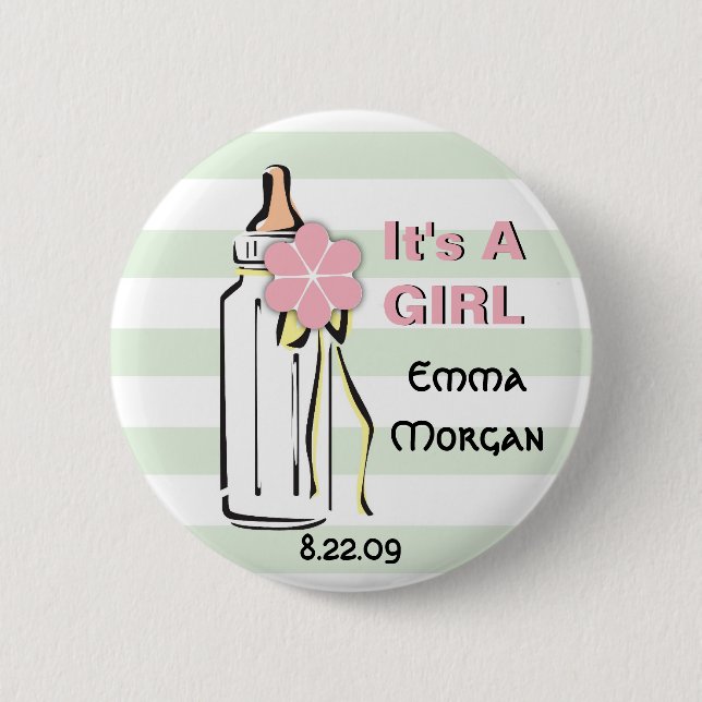 Baby Bottle- Girl Button (Front)