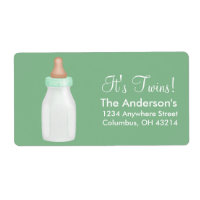 Baby Bottle Green Return Address Labels