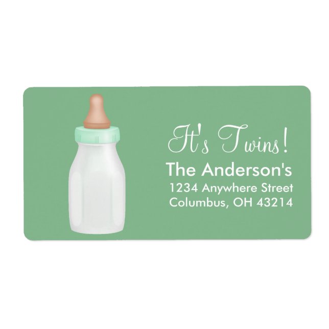 Baby Bottle Green Return Address Labels (Front)