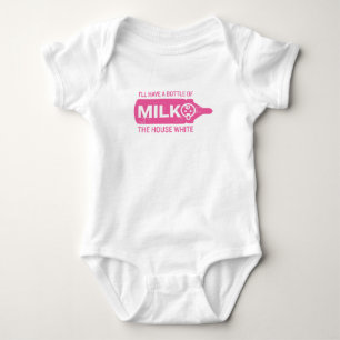 Baby Bottle House White Bodysuit Funny Shirt Pink