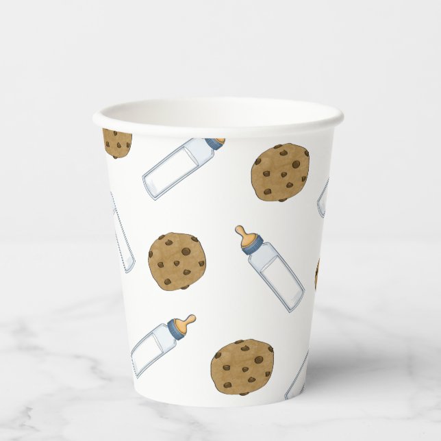 Baby Bottles Milk and Cookies Baby Shower Paper Cups (Front)