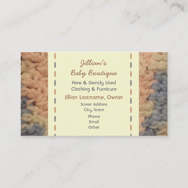 Baby Boutique - Crochet Baby Blanket Business Card (Front)