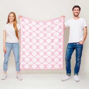 Baby Bow Trellis Pink Bella Ribbon Fleece Blanket